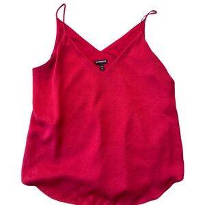 Express Camisole Tank Top Red V-neck Spaghetti Strap Satin